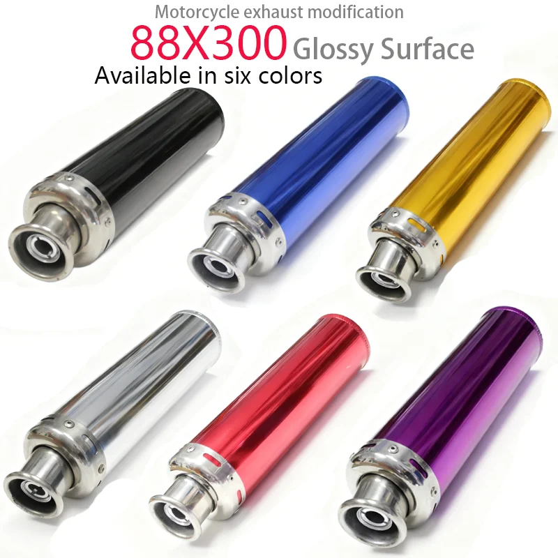 For 2Stroke Exhaust Pipe 88x300 Six-Color Long Universal Metal Motorcycle Racing Exhaust Muffler Compatible With 50cc240cc Cg125