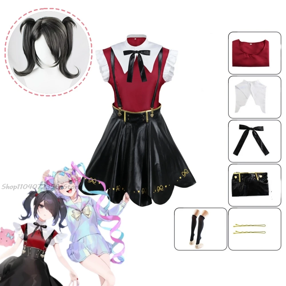 Black Lolita Cosplay Costume para Meninas, Streamer Needy, Meninas Vestido Gótico, Fantasia Roupa de Halloween, Mais Nova Menina RL OVERDOSE, KAngel Ame Chan