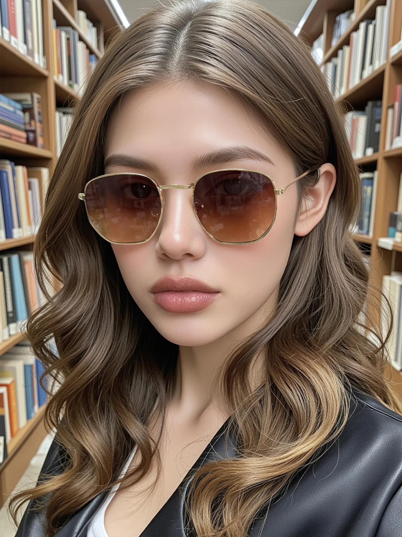

New metal polygonal sunglasses for women, European and American trendy small-frame sunglasses