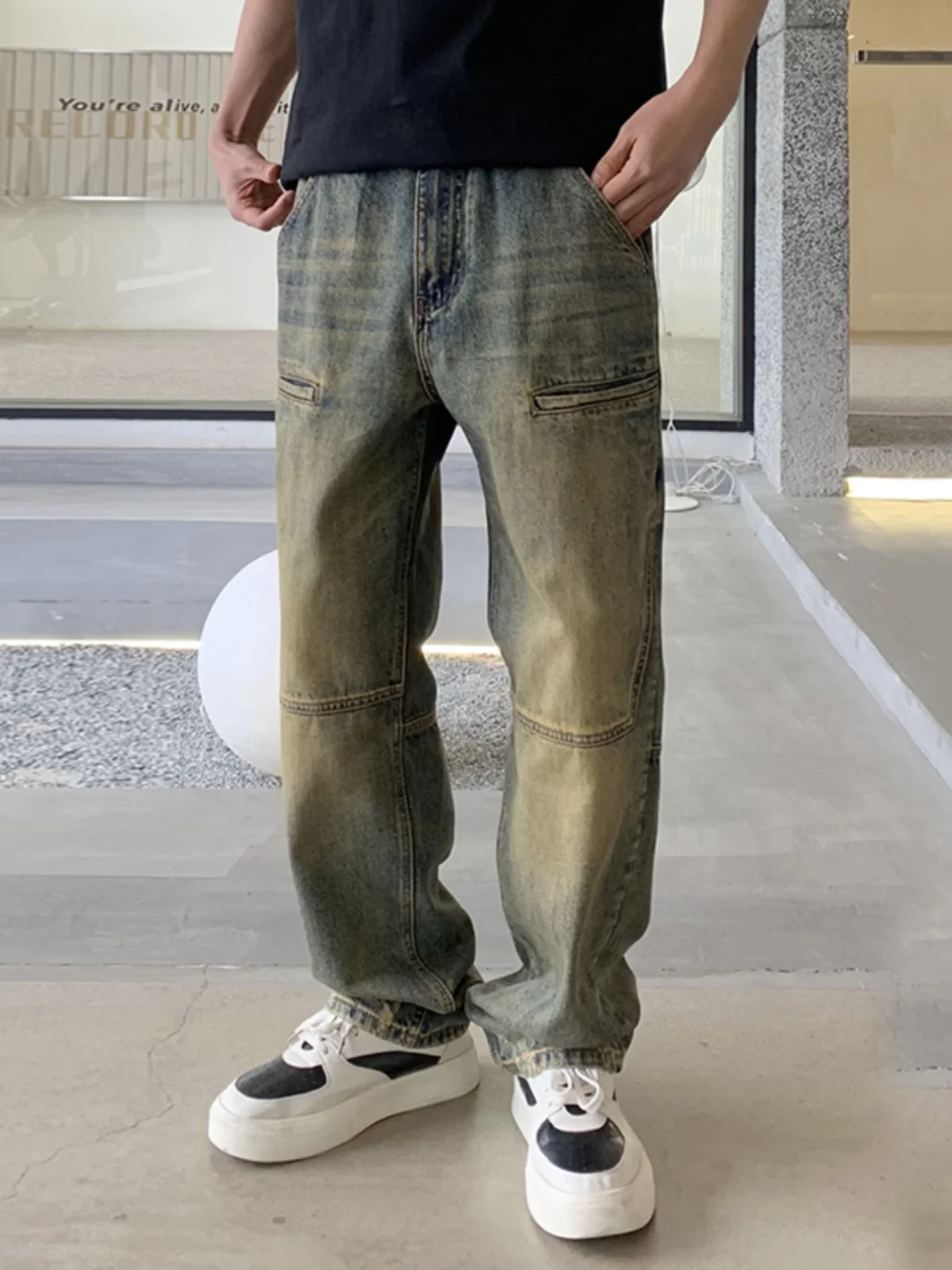 

Retro American Workwear Jeans Men's Straight Loose Large Size Vintage Motorcycle Casual Long Trousers Autumn Faion