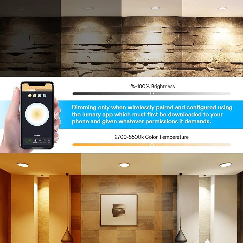 Tuya WiFi Smart LED Downlight, Refletor regulável, Lâmpada embutida no teto, Controle remoto para aplicativos com Alexa, RGB, CW, CCT, 5W, 7W, 9W,