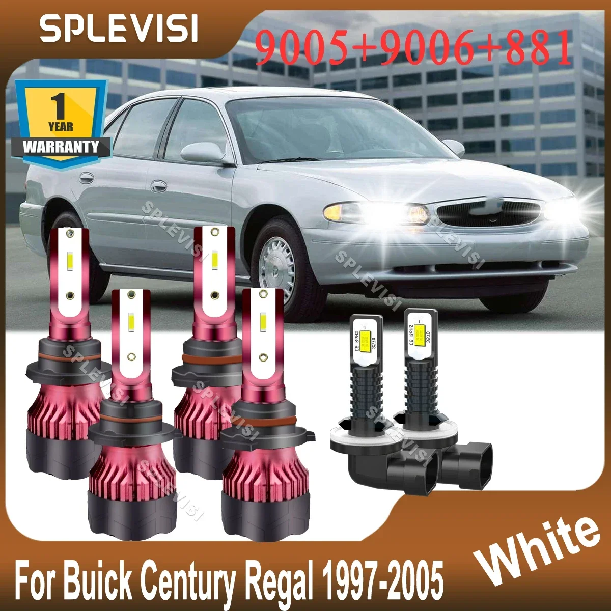 

Car LED Headlight Hi Low Beam Foglamp Pure White For Buick Century Regal 1997 1998 1999 2000 2001 2002 2003 2004 2005