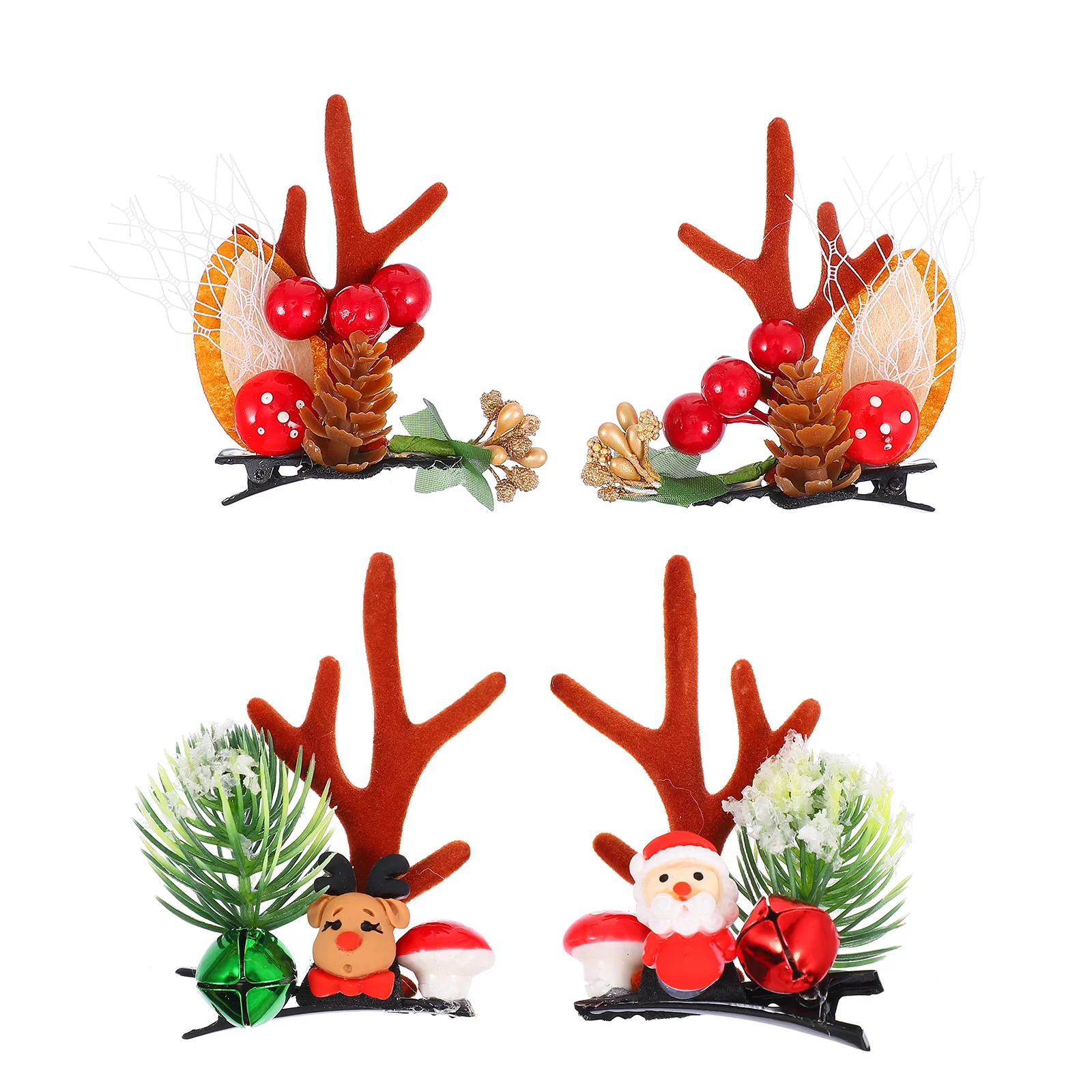 

2 Pairs Christmas Hair Clips Elk Horn Deer Horns Holder Antler Hairpins Antlers Grip Costume Accessory Headgear Cosplay