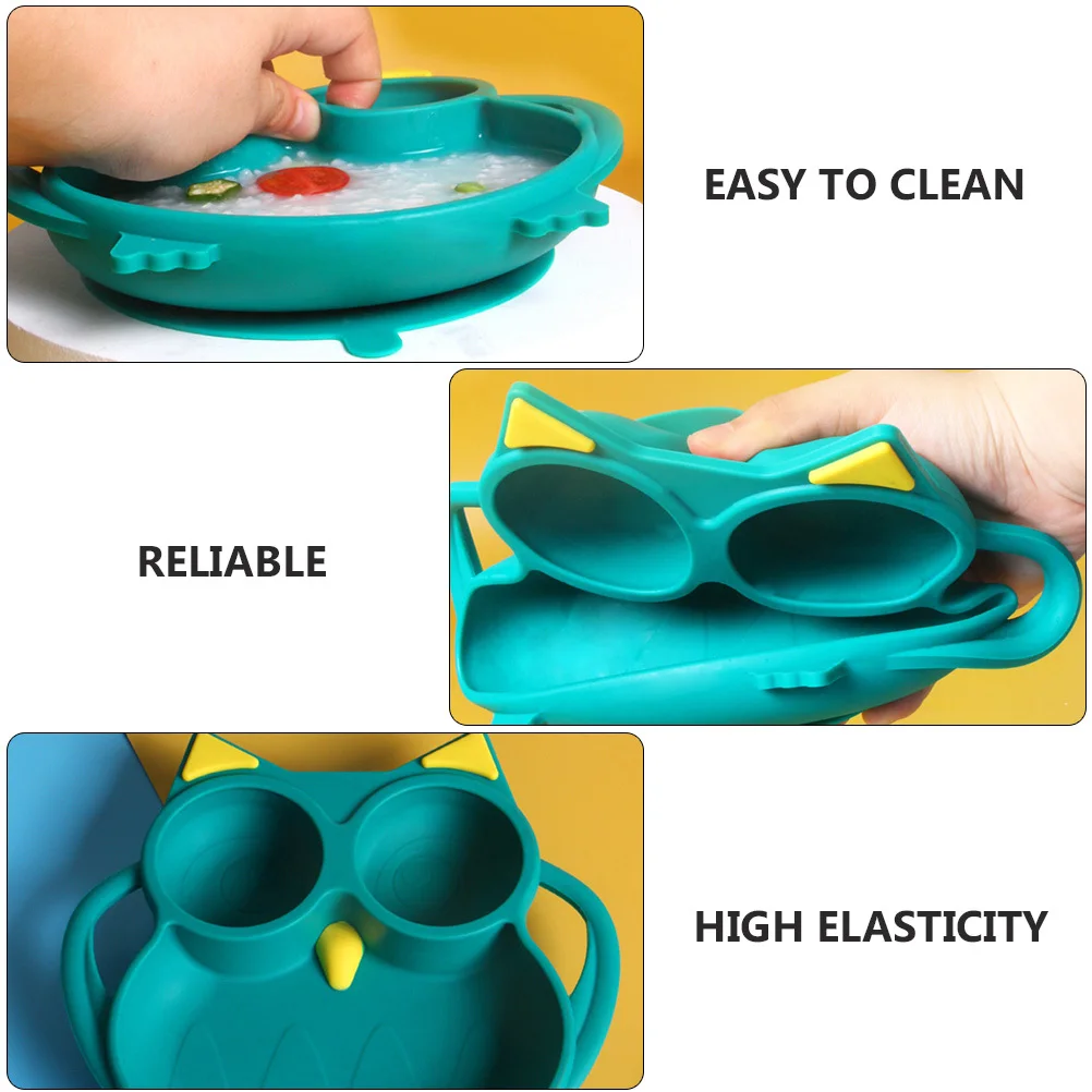 

1 шт., зеленая силиконовая детская обеденная тарелка для малышей, пищевая присоска, разделенная мультяшная тарелка для кормления, мягкая эластичная микроволновая печь, безопасная