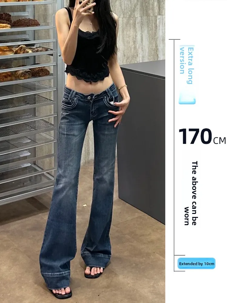 

Low Waist Bell Bot Jeans Women's Stretchy American Sle High Rise Slim Fit Casual Jeans for Autumn Season Ladies