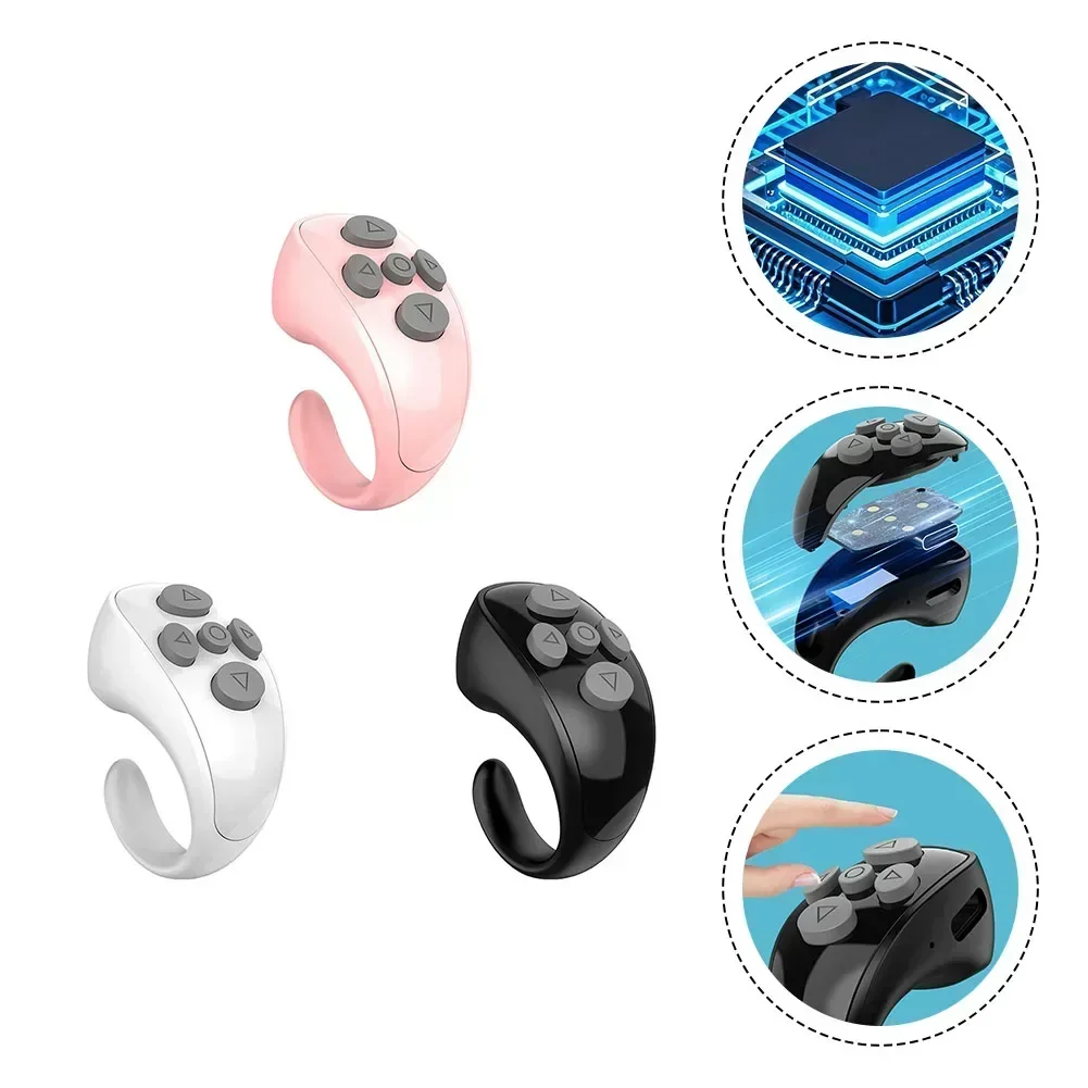 Fingertip Remote Scrolling Ring Video Recording Remote Wireless E-book Page-Turner Camera Shutter Selfie Button