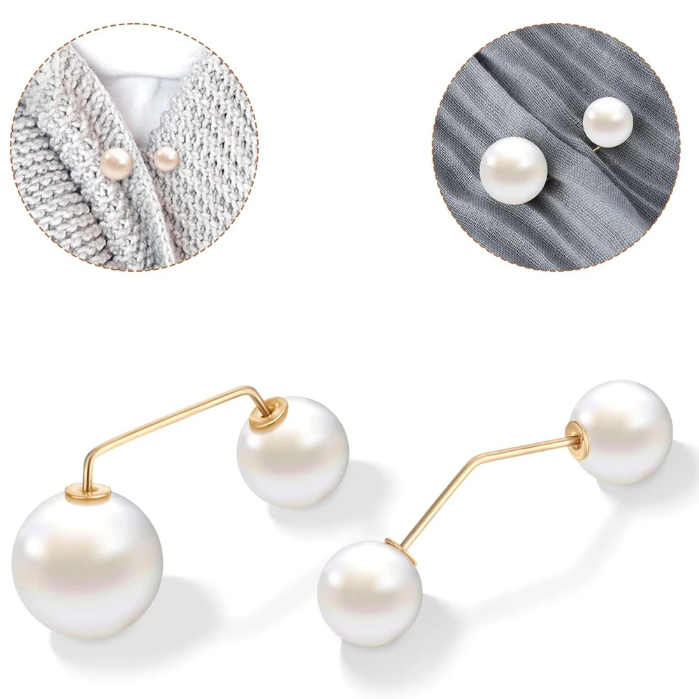 

6Pcs Pearl Brooch Pins Decorative Safety Pins Anti-Exposure Neckline Safety Pins for Clothes Sweater Shawl Clips Pin Decoration