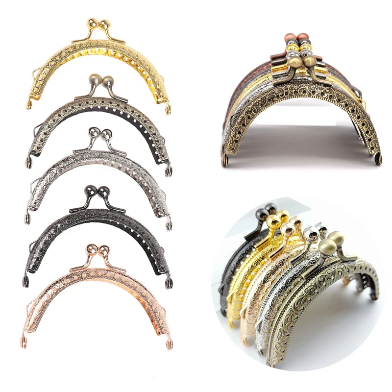 8.5cm Semicircle Metal Purse Frame Clasp Lock Handle For Bag Wallet Handle Clutch DIY Bag Accessory 5 colors Wholesale