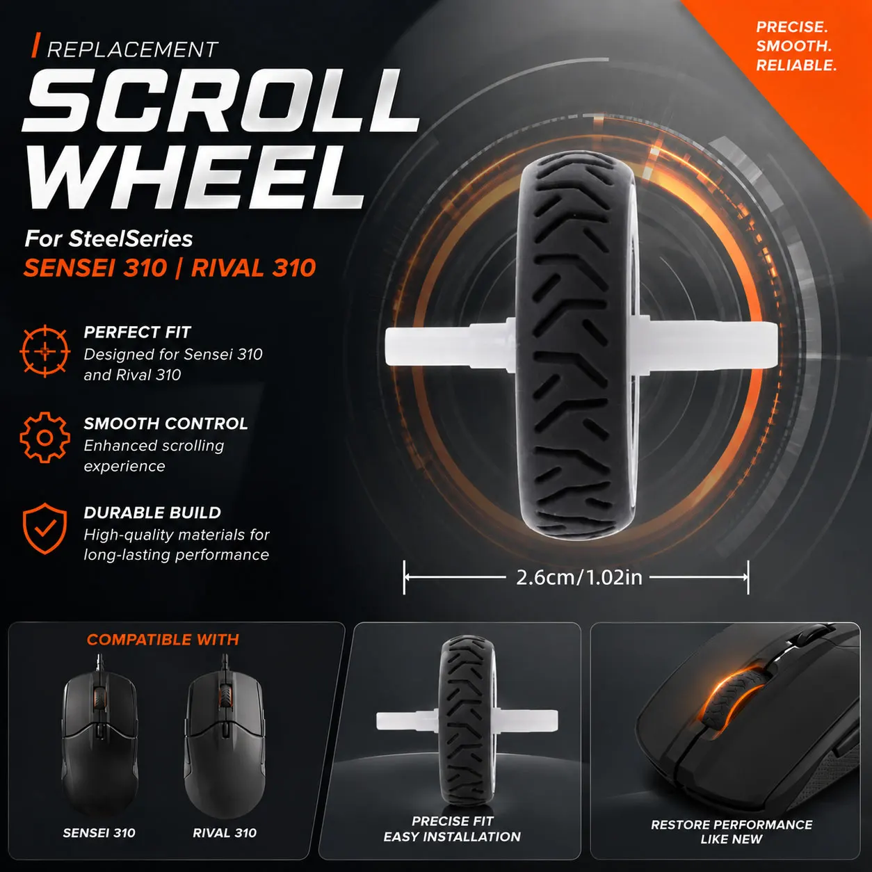 Mouse Wheel Wheel Accessories Scroll Wheel Mouse Wheel/Mouse Roller For Steelseries Sensei 310/Rival 310 Accessories Parts