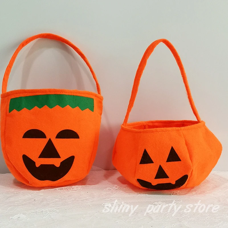 

Halloween Handbag Pumpkin Candy Bag, Children's Decorative Props, Non Woven, Smiling Face, 3-Dimensional