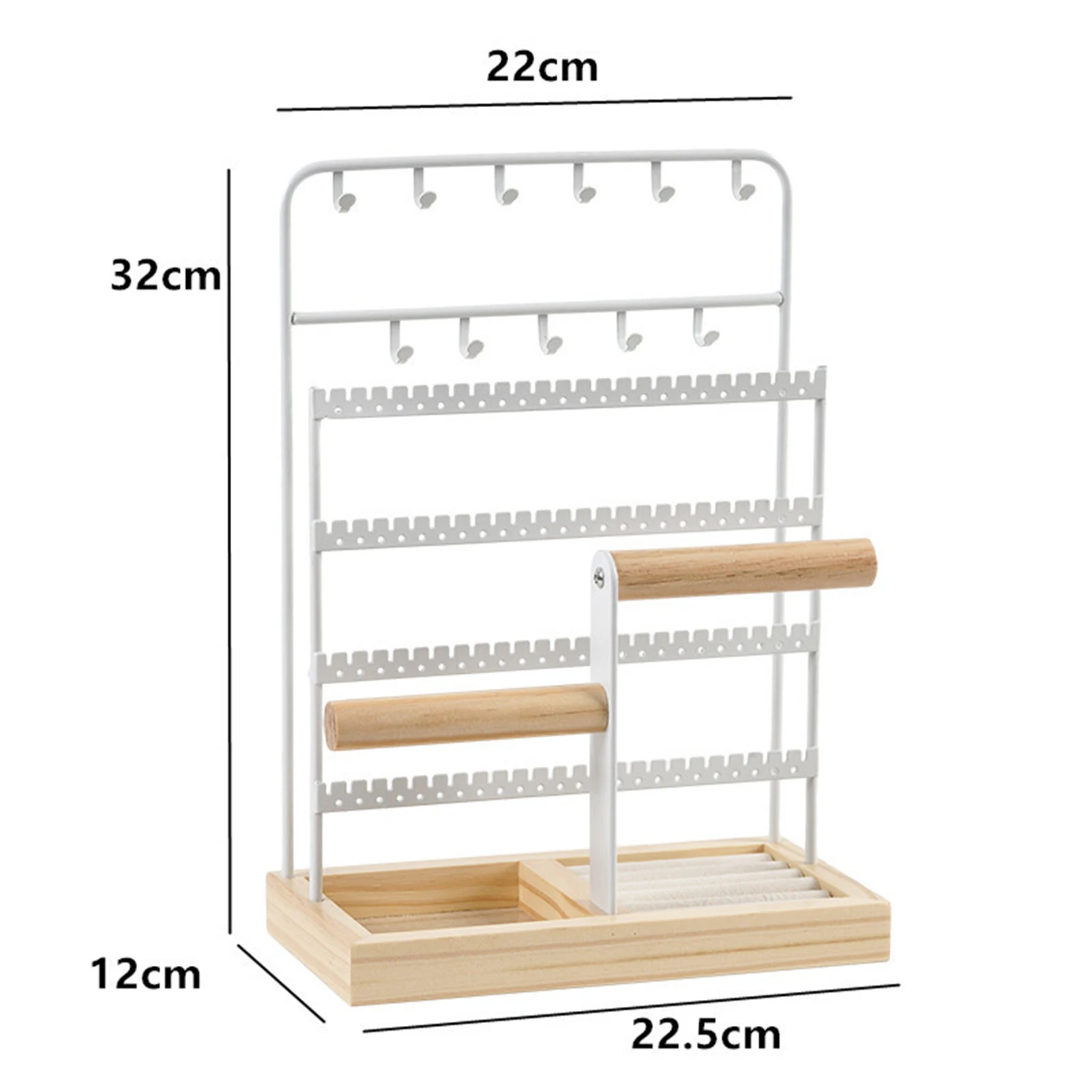 Multi Tiers Large Capacity Necklaces Display Holder Bracelets Jewelry Storage Organizer Wood Base Stand Tree Ear Stud Rack Gift