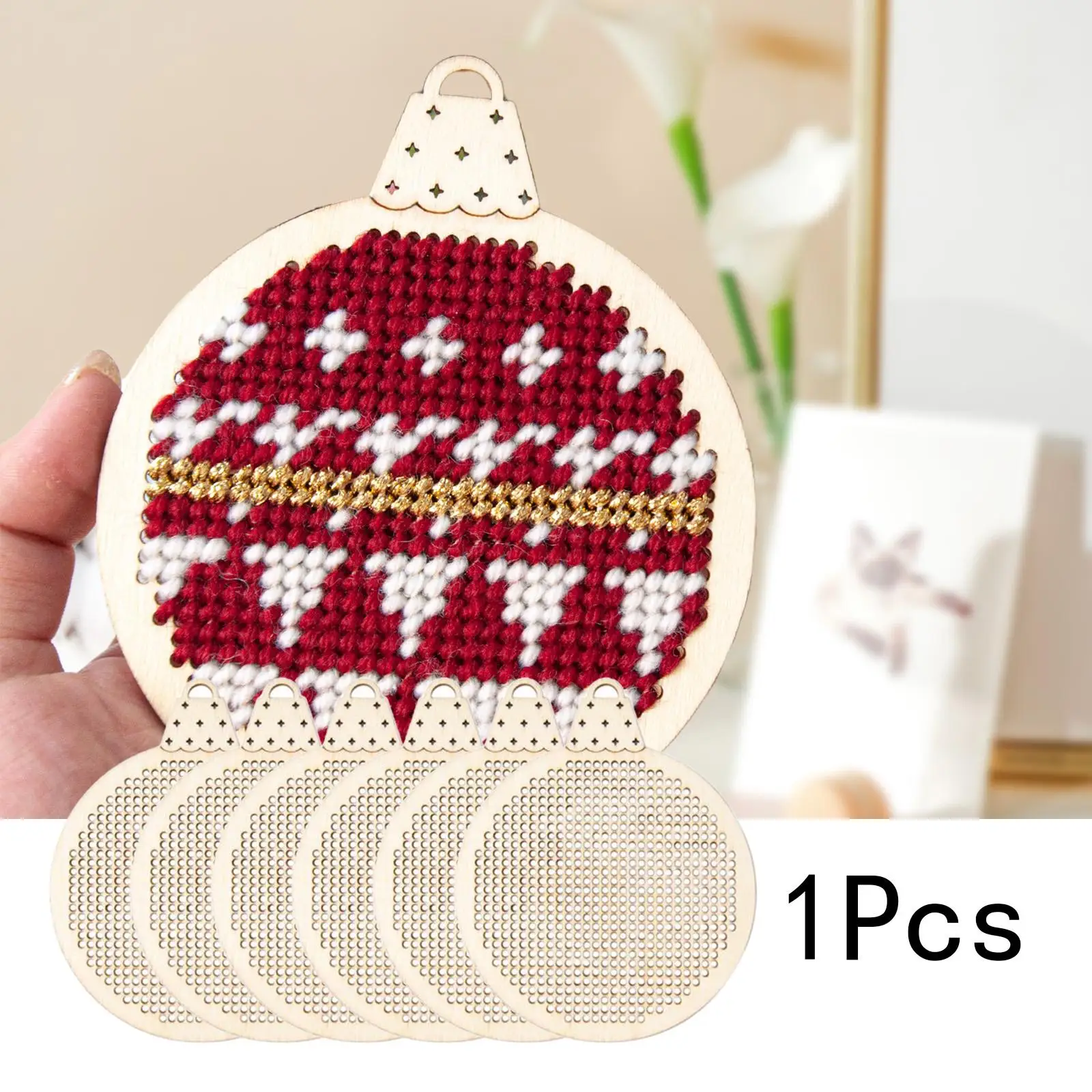 6 Pieces Wood Slices DIY Present Tag Embroidery for Xmas Party Holiday