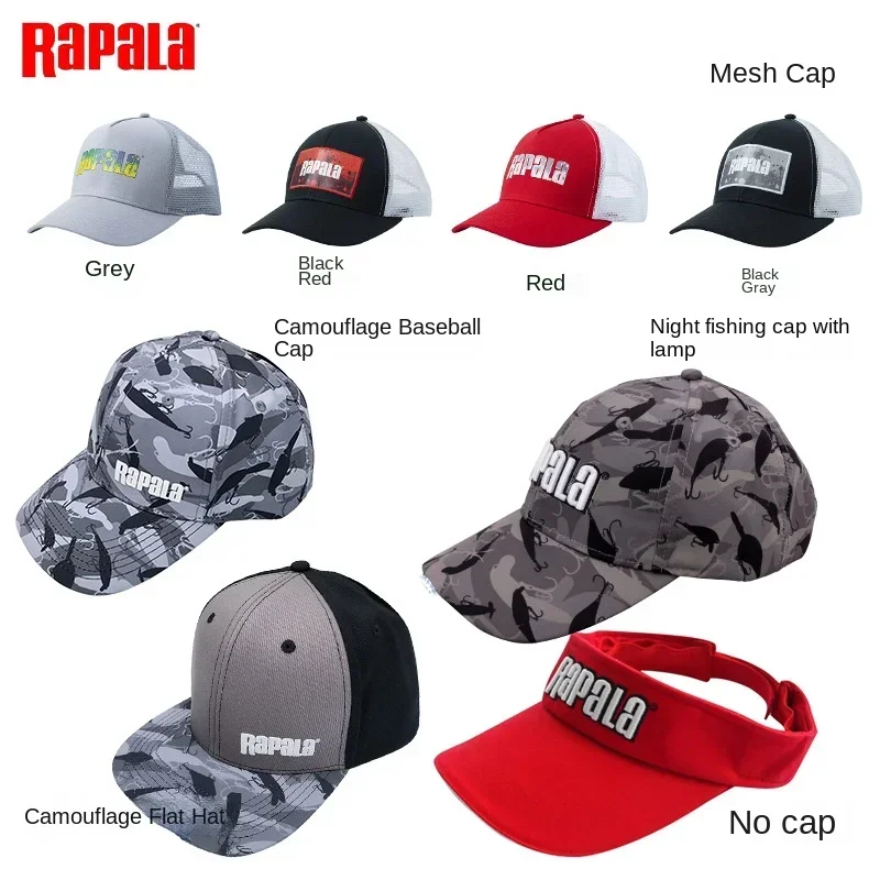 Rapala Fishing Hat Luya Camo Outdoor Shade Men's and Women's Block Mesh Embroidered Lettered  Universal Mesh Hats