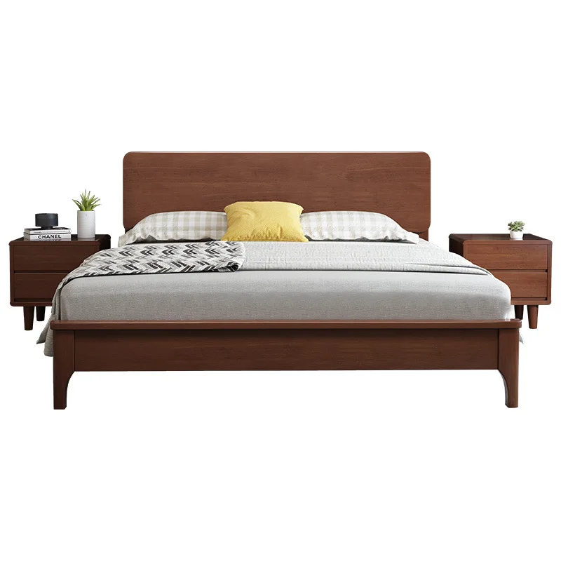 

Nordic solid wood bed 1.2/1 5/1.8 meters frame box frame air pressure apartment rental room bed modern minimalist