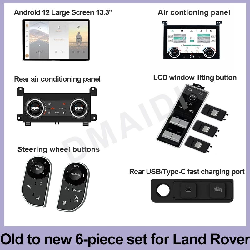 Car Interior For Land Rover Range Rover Sport Vogue DVD Multimedia Air Conditioning Panel Steering Wheel Buttons Android Screen