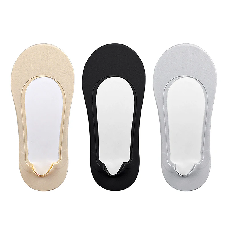 1Pair 3D Arch Massage Health Care Womens Summer Socks  Silk Socks Shallow Mouth Silica Gel Anti-off Invisible Sock Slippers