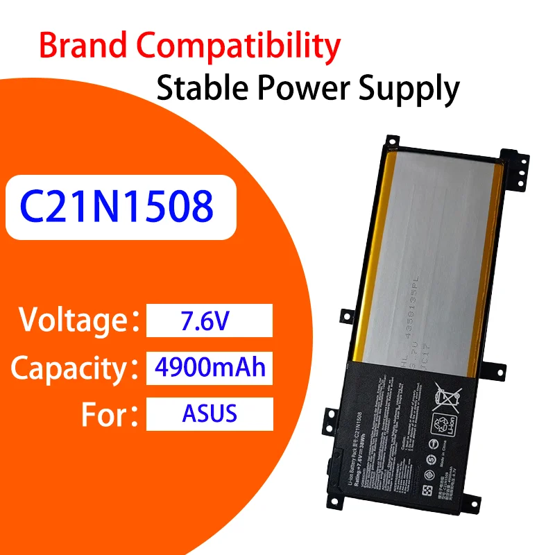 

New Replacement Battery For ASUS X456U A456U F456U K456U R457U C21N1508 7.6V 4900mAh High Capacity Li-ion Notebook Battery
