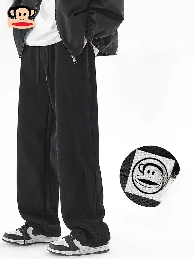 

PaulFrank Fce Lined Straight Leg Casual Pants for Men Youthful Leisure Trousers Autumn Wear Breathable Cotton Polyester Blend