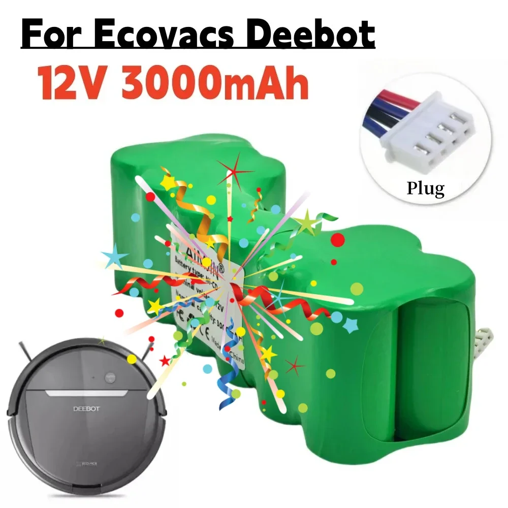 

Replacement Ni-CD Battery for Ecovacs, Robotic Vacuum Cle, 12V, 3000mAh, 10001568, 10002167, DD3G, DD4G, DE5G, DD35, DG710, DM88