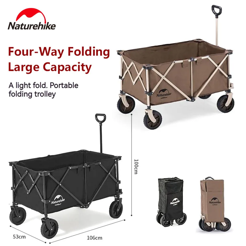 Naturehike Folding Trolley Outdoor Multifunctional Folding Camping equipment supplies Wagon Glamping Storage Box Big Capacity