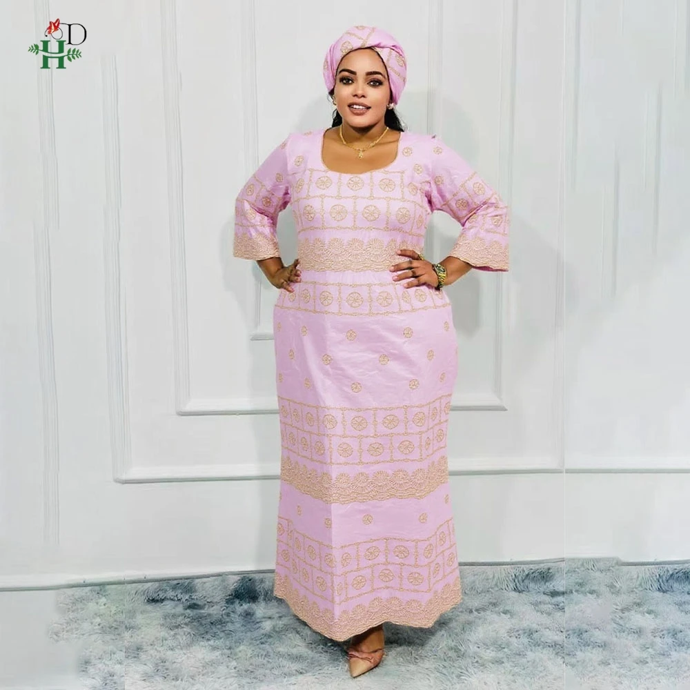 

H&D African Dresses For Woman Traditional Dress Turkey Dress Kente Embroidery Robe Bazin Riche Luxury Elegant Africa Clothing