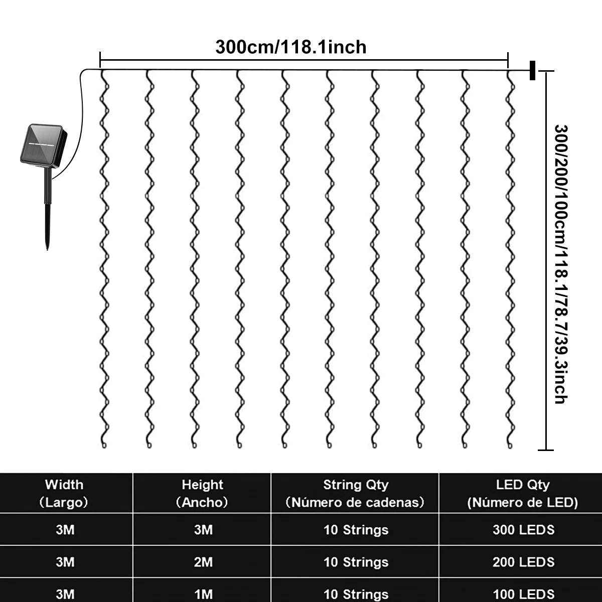 Solar LED String Lights Curtain Light Outdoor Garden Solar Copper Wire Fairy Lights Wedding Holiday Christmas Decor Solar Lamps