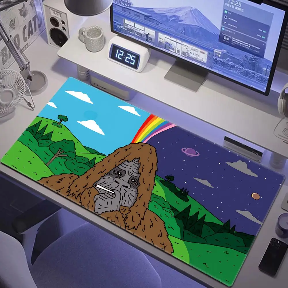 

HYBXAXC Simple Drawing Fantasy Gorilla Large Mouse Pad with Precision Stitched Edges Washable Non-Slip Keyboard Pad for Work