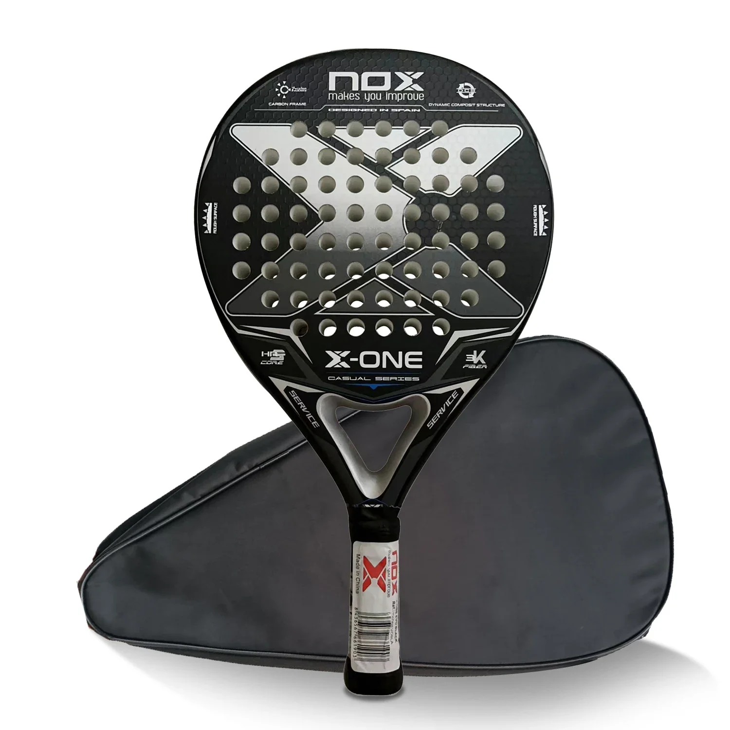 NOX X-ONE Padel Paddle Racchetta da tennis 3K 12K Fibra di carbonio HR3 Core Forma rotonda Superficie di potenza per Raquette per principianti Pala da paddle