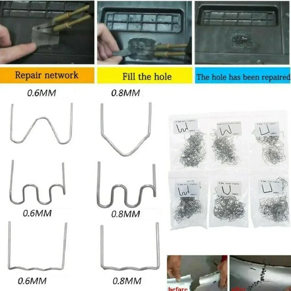 500 Uds 0,6/0,8mm grapas de grapadora caliente grapas de reparación de ondas herramientas de coche para soldador de plástico máquina de soldadura de