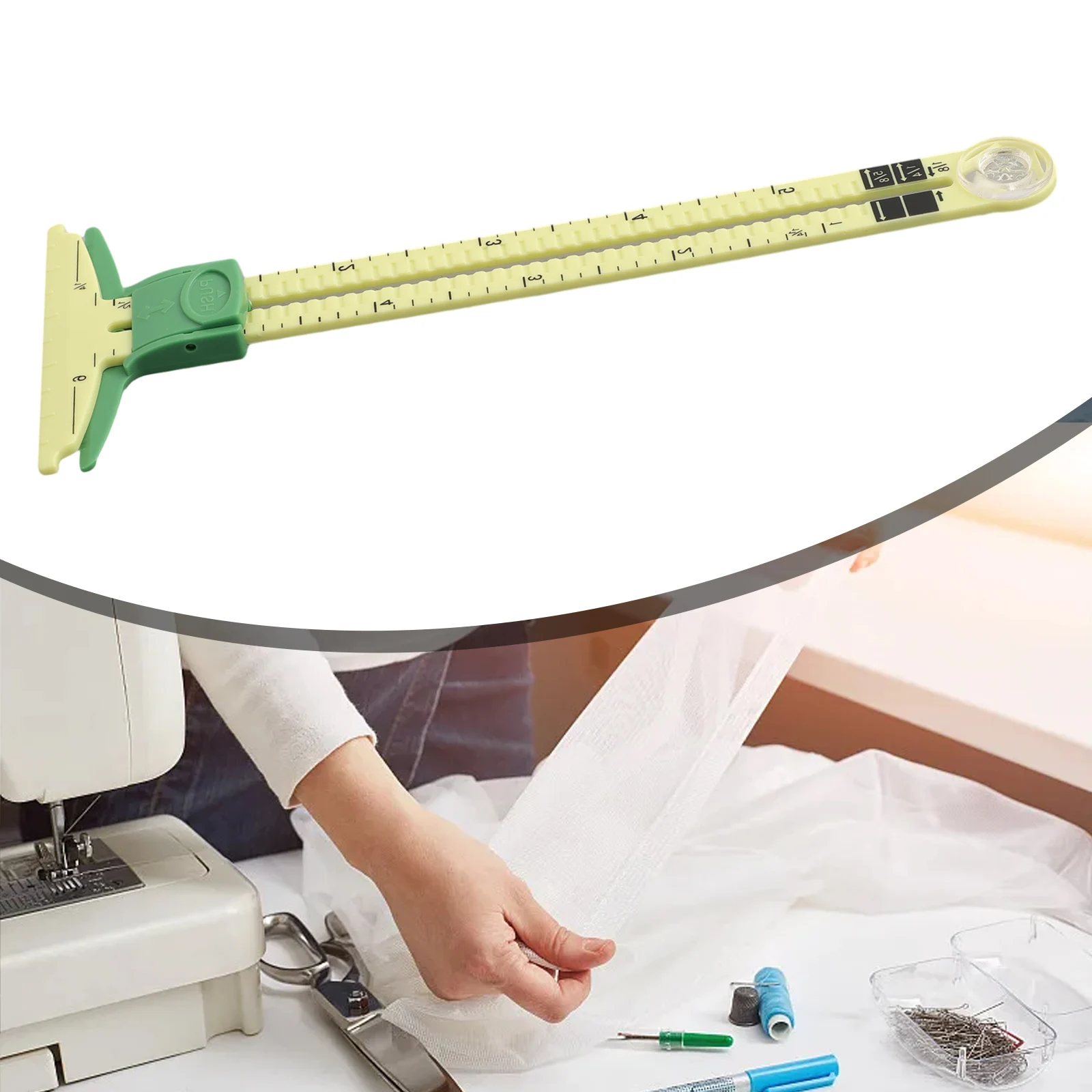 5-in-1 Sliding Gauge Measuring Quilting Sewing Ruler For Knitting Crafting Tools DIY Apparel Sewing Supplies