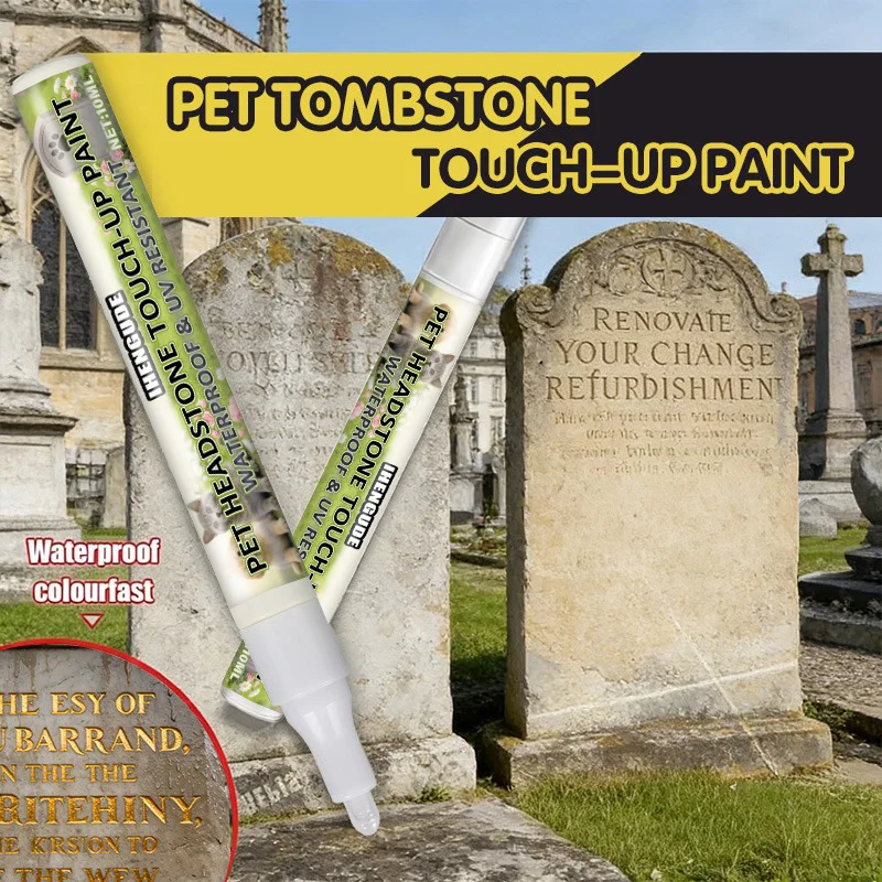 Special Color Restoration Pen for Pet Tombstones — Color Filling and Fixation + Text Restoration | Suitable for Pet Tombstone Inscriptions / Pet Memorial Stone Engravings / Pet Grave Plaque Lettering, Ensuring the Cherished Text Is as Clear as Ever, Resistant to Sun and Rain, Does Not Fade, Precise Color Restoration Without Blurring, a Must-Have for Pet Commemorations