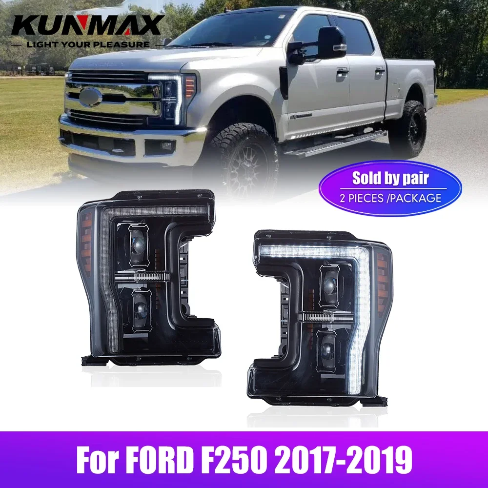 Pair Of LED Car Headlight Assembly For FORD F250 Headlight 2017-2019 Headlights Tuning Signal Plug And Play Front Head Lamp