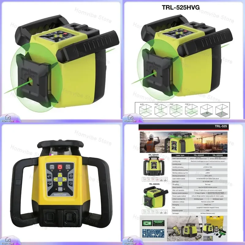360 Degree Rotary Laser Level Self Leveling 500M Range Horizontal Vertical Cross Line Measuring Tool for Construction Home