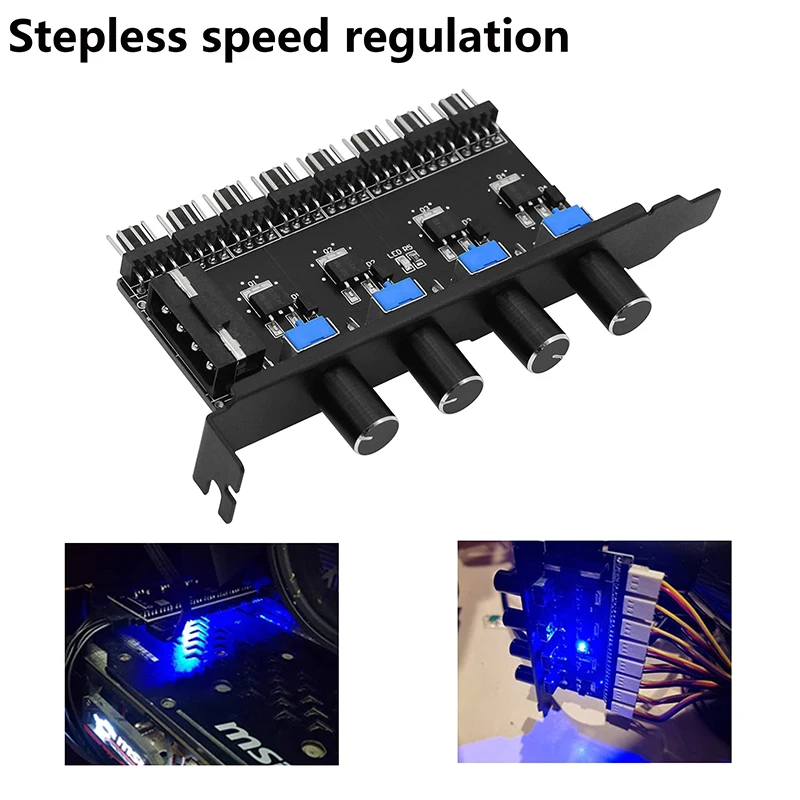 12V 8 Kanäle Lüfter Hub einfach zu installieren 1 bis 3 12V PC Gehäuse 4-polig 3-polig Versorgung Kühler Drehzahl regler Splitter für Computer