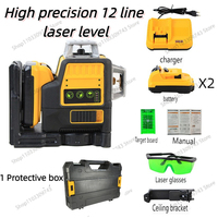 New High Precision 3D Green Light Level Laser Infrared 12 Line Automatic Wiring Indoor and Outdoor Grounding Device 2 Batteries