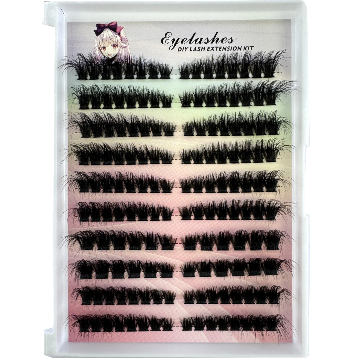 왼쪽 오른쪽 눈 속눈썹 익스텐션 고양이 및 여우 눈 효과, 단일 클러스터 속눈썹, 3D 위스피 내추럴 룩, DIY 세그먼트 속눈썹 연장