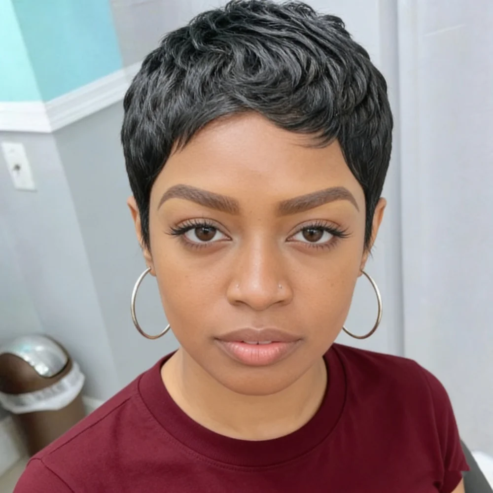 

Pixie Cut Wigs For Women Wave Human Hair Machine Made Wigs