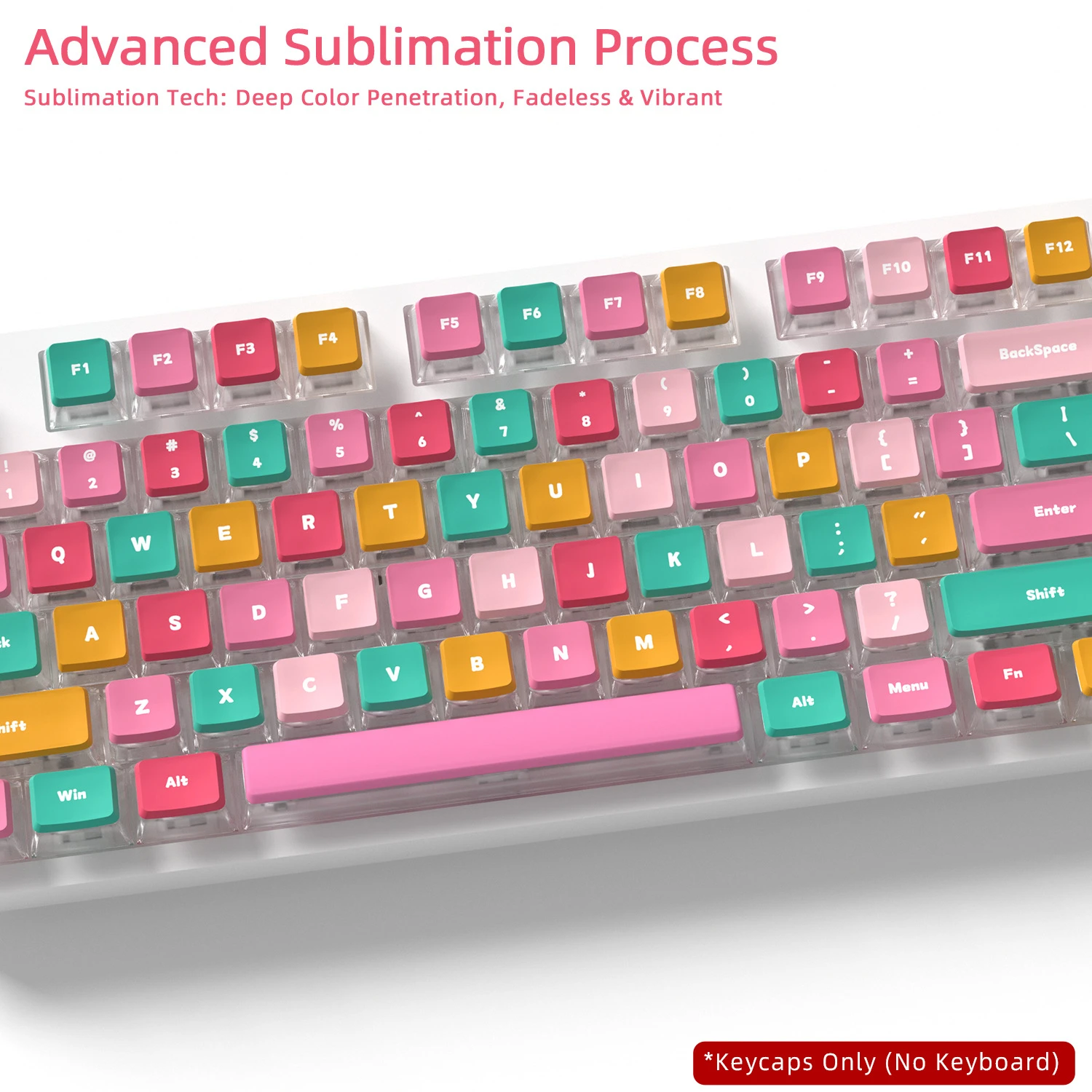 Lipstick Mix Four-Sided Backlight Keycaps 132 Key PBT+PC Material CBSA Profile For MX Switch Mechanical Keyboard ISO ANSI Layout