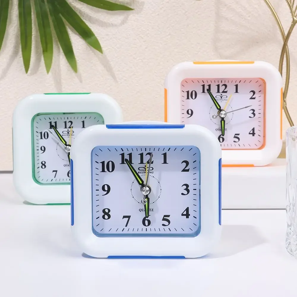 Quartz Alarm Clock With Night Light  Tick Snooze Silent Small Bedside Clocks