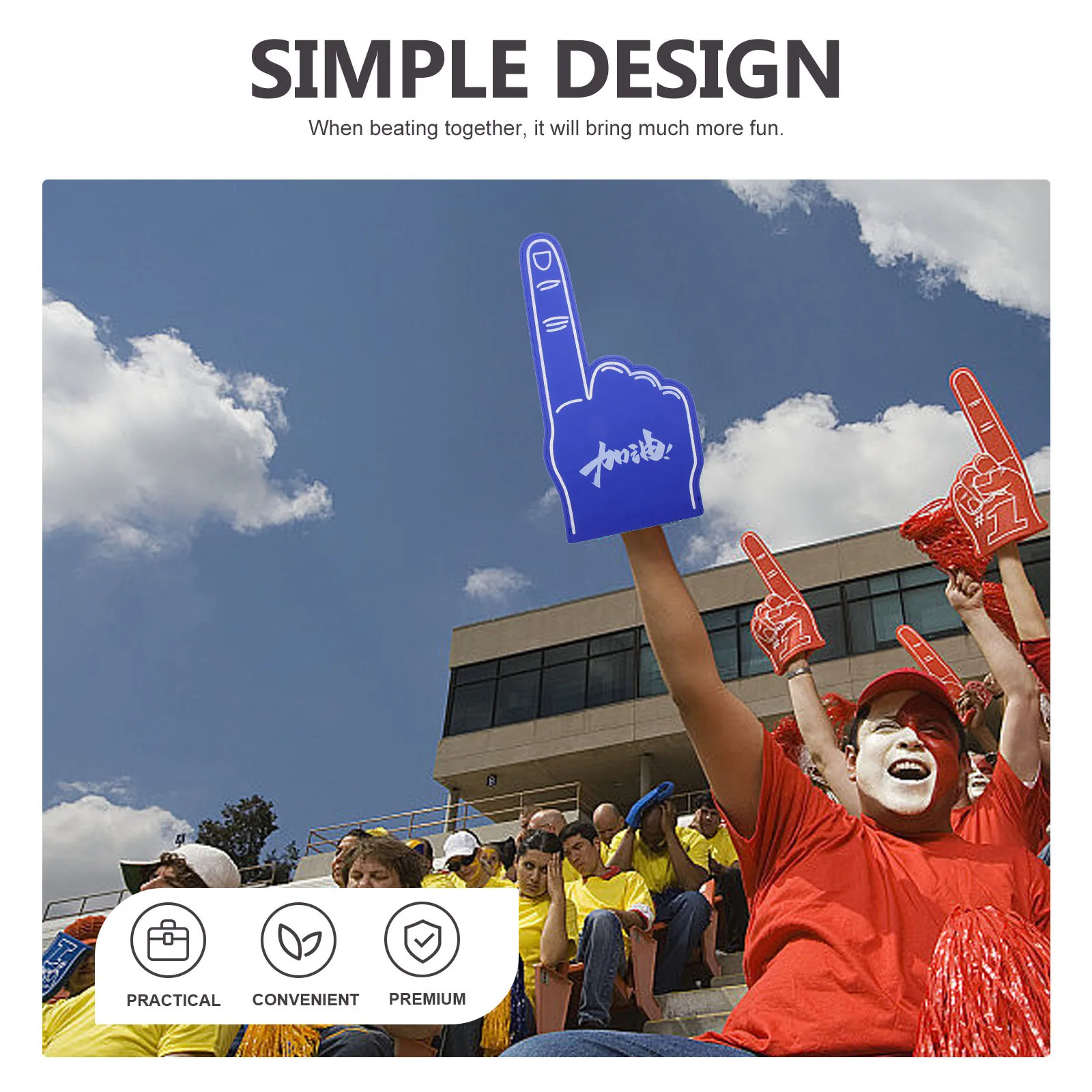 

6pcs Foam Finger Cheer Props Sports Event Party Supplies Waterproof Printed Fun Group Spirit Item For Football Basketball