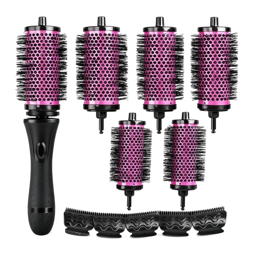 Round Hair Brush Set Detachable Detachable Handle Hair Roller Brush with Positioning Clips for Blow-Drying Styling and Suitable