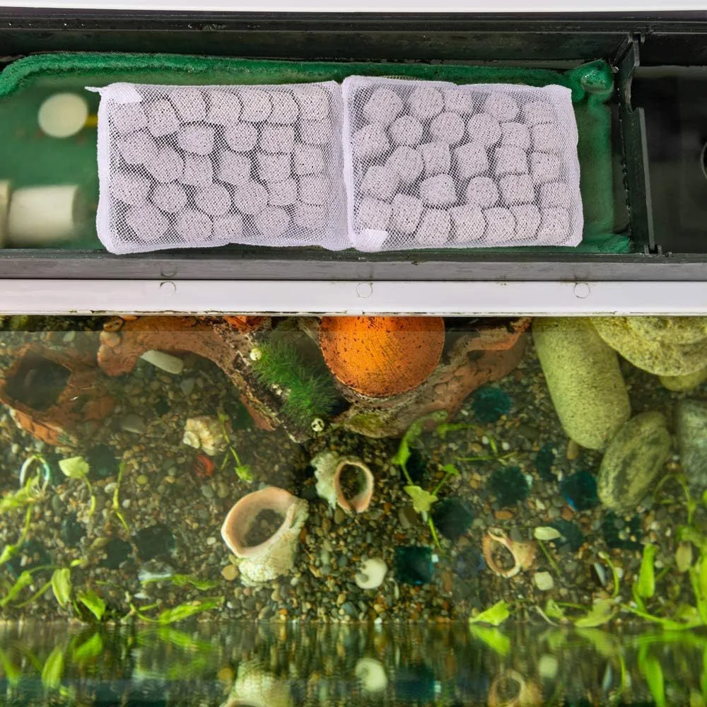 10 Stück Aquarium-Filtermedienbeutel mit Kunststoff-Reißverschluss, wiederverwendbare Netzbeutel für Aktivkohle, Keramikringe, Bio-Bälle S – Detail 5
