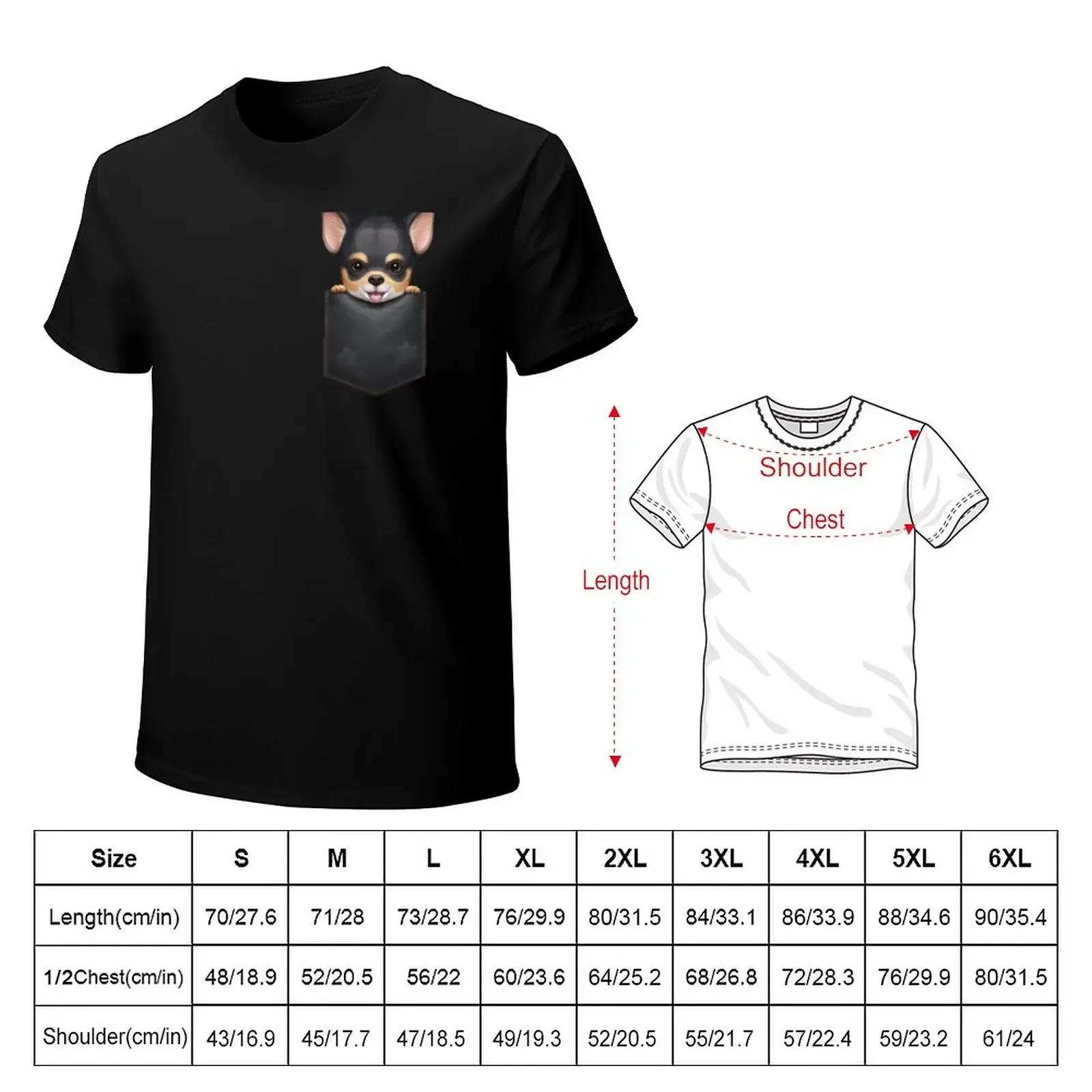 Black & Tan Chihuahua in Chest Pocket T-Shirt kawaii clothes korean fashion animal prinfor boys T-shirts for men cotton