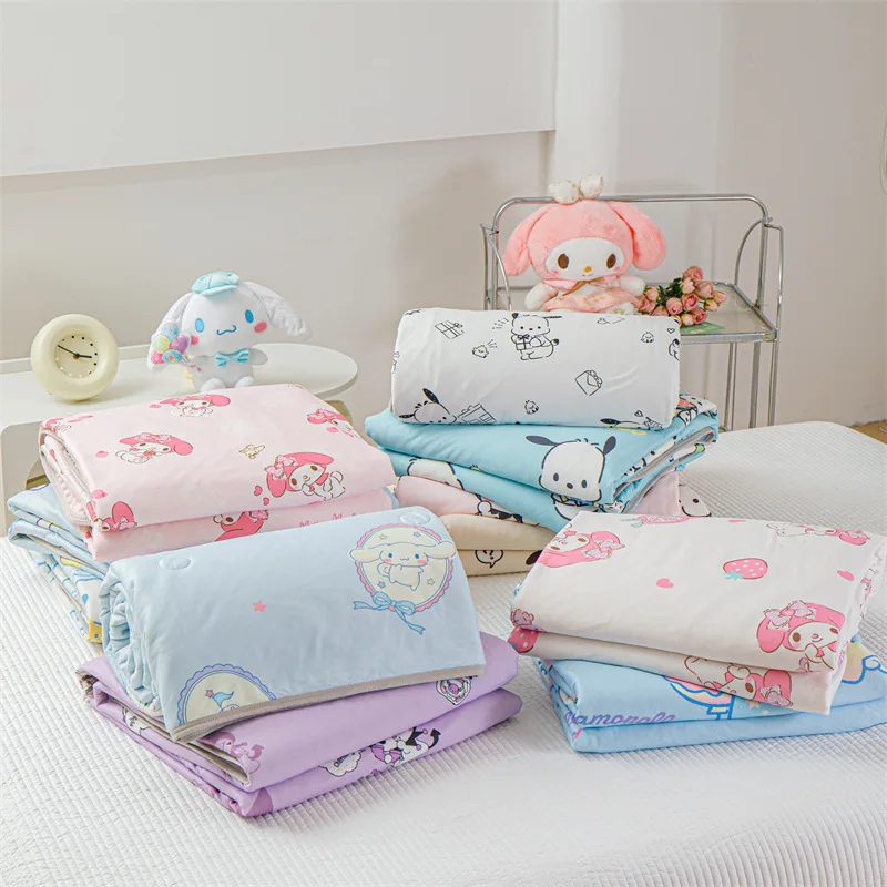 

Sanrio Class A Summer Thin Quilt Comforter Soft Kuromi Pachacco Cinnamoroll Air Condition Quilt Duvet Kindergarten Nap Blanket