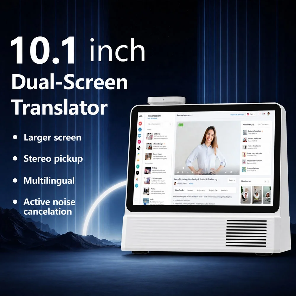 121 Language Mutual Desktop AI Translator Dual Touchscreen 10.1