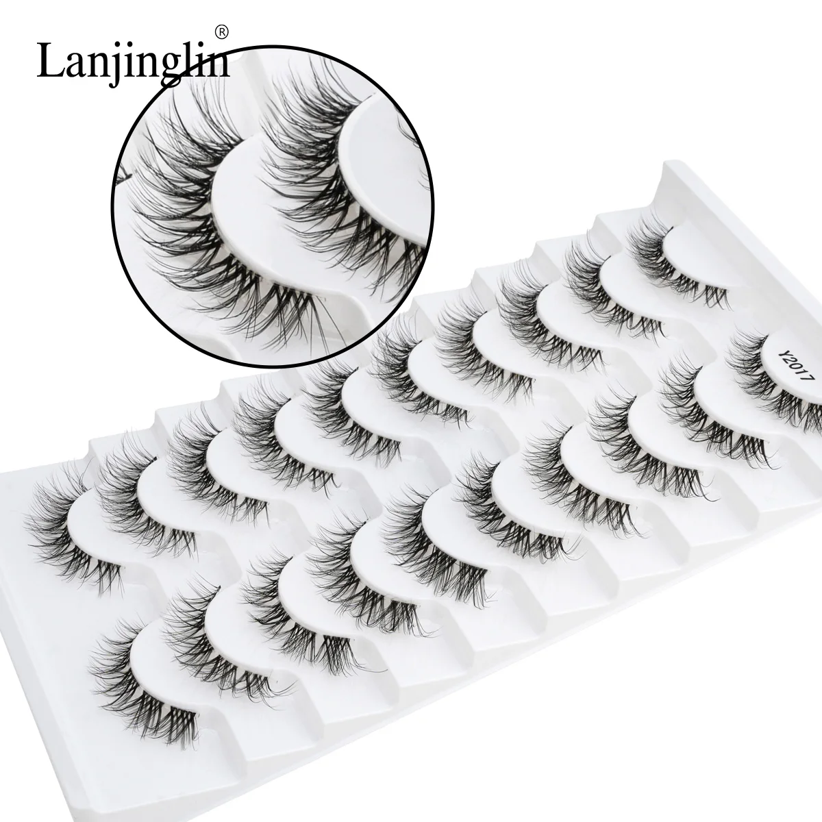 Lanjinglin 3/10 paia ciglia finte visone ciglia finte fatte a mano trucco nudo naturale croce occhi disordinati ciglia ricci 3D