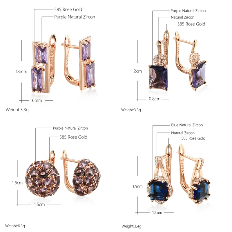 Kinel Innovative Design 4 Styles 585 Rose Gold Color Drop Earrings for Women Fashion Natural Zircon Accessories Daily Jewelry