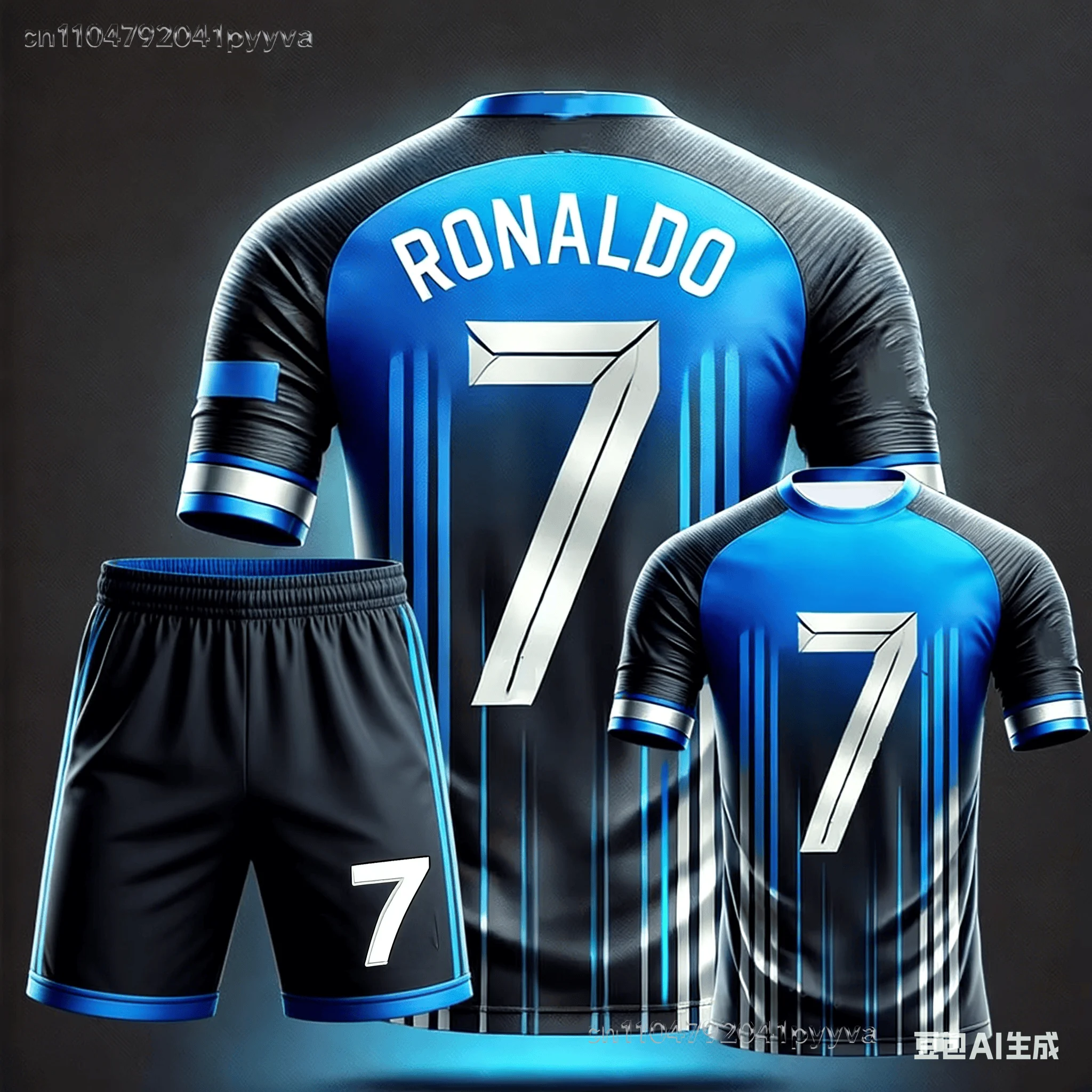 26 New Cool Gradient Football Jersey # Ronaldo # 7 Adult/children's Parent-child Jersey Short Sleeved Shorts Sports Set Kids