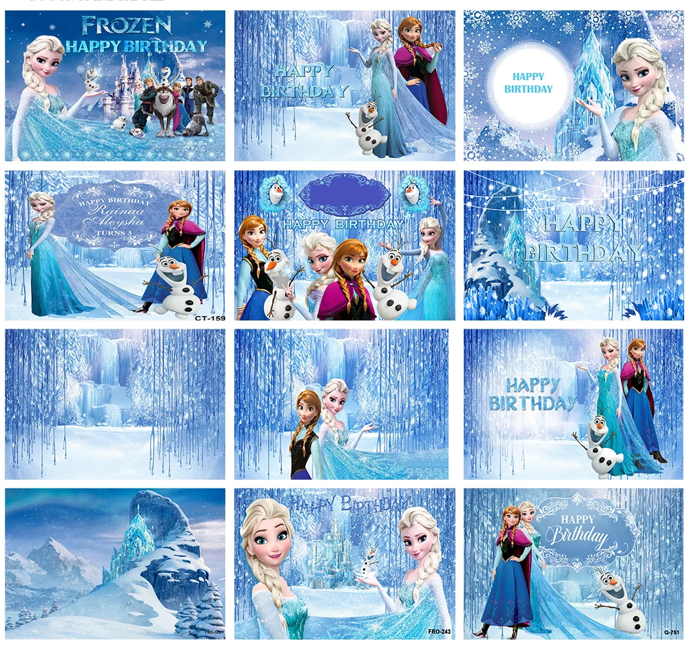 Frozen Backdrop for Girls Winter Onederland Princess Elsa Background for Kids One Year Old Snow Olaf 1st Birthday Backdrops