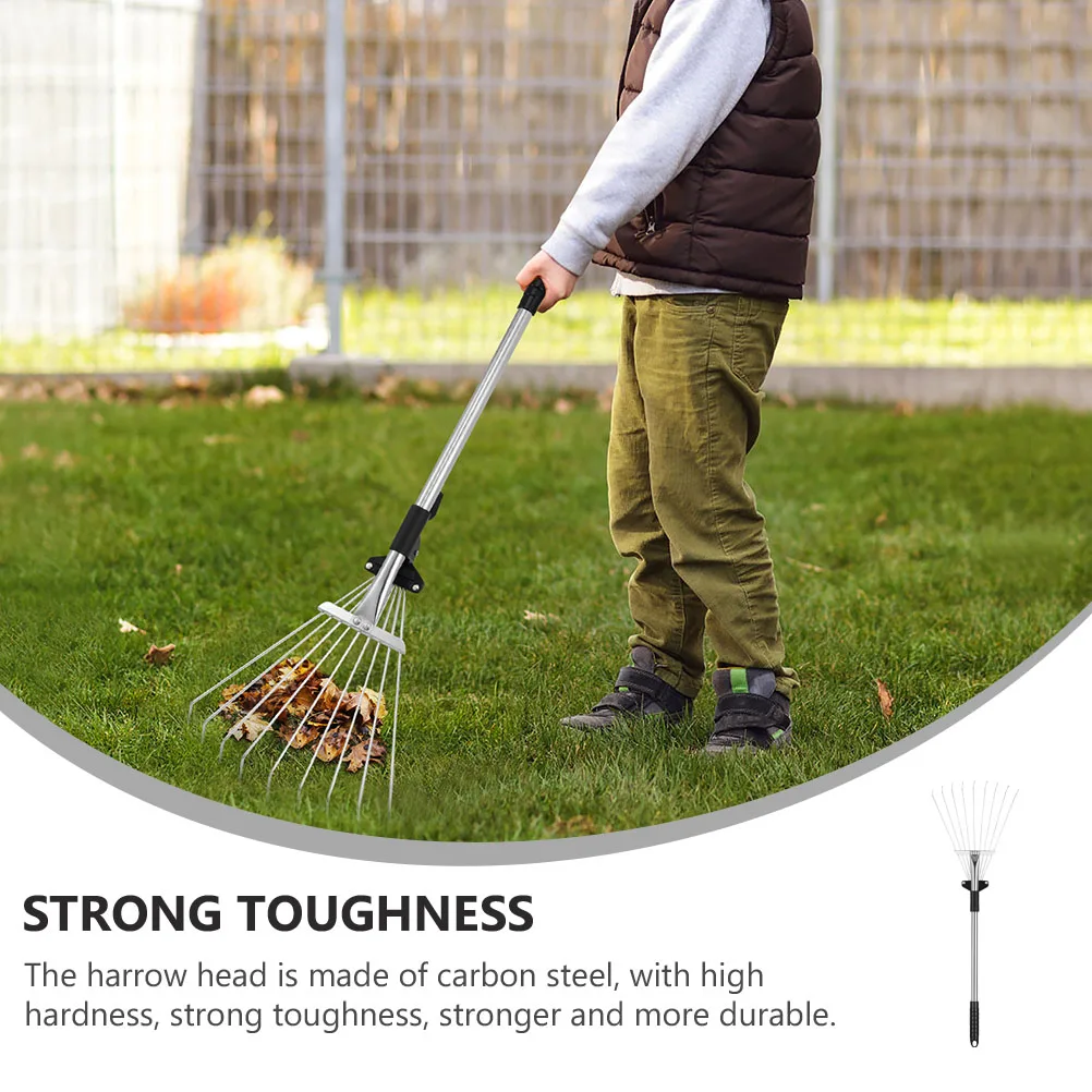 

Telescopic Leaf Rake Adjustable Shrub Steel Gardening Tool High Quality Aluminum Alloy Sturdy Structure Carbon Steel Harrow Head